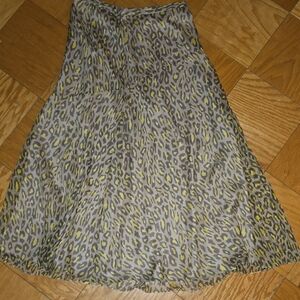 Theory Gray and Yellow Leopard Print A-Line Skirt